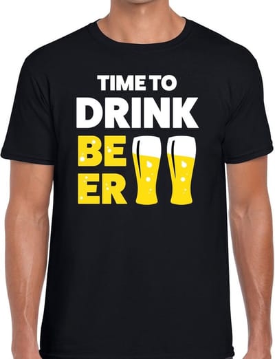Time to drink Beer - tekst t-shirt - zwart - voor heren - Thema feest shirts - BIER Drinken - Drank - Festival - Carnaval S