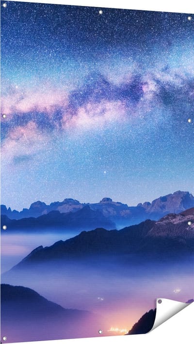 Gards Tuinposter Melkweg bij de Bergen in Itali� - 100x150 cm - Tuindoek - Tuindecoratie - Wanddecoratie buiten - Tuinschilderij