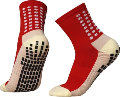New Age Devi - Gripsokken Rood - Sportsokken - One Size - Anti Blaren - Compressie - Prestatie Verhogend - Voetbal Tennis Hardlopen Handbal - Sporten Fitness - Tennissokken