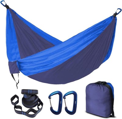 Draagbare Hangmat - Kampeeruitrusting - Buiten Ontspannen - Lichtgewicht Nylon - Voor 2 Personen - Blauw