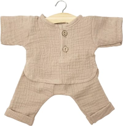 Minikane poppenkleding broek en shirt andrea - mokka - 34 cm
