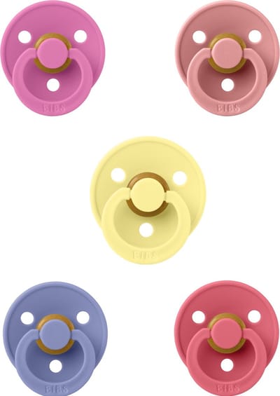 Bibs fopspeen 6-18 maanden set 5 stuks Bubblegum,Peri,Coral,Pale Butter en Dusty Pink maat 2