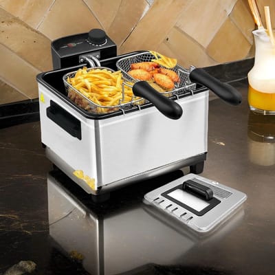 Babij Cooking Friteuse - Frietpan - 5L - RVS - 2000W - Met Kijkvenster & 3 Uitneembare Frituurmand - Frituurpan
