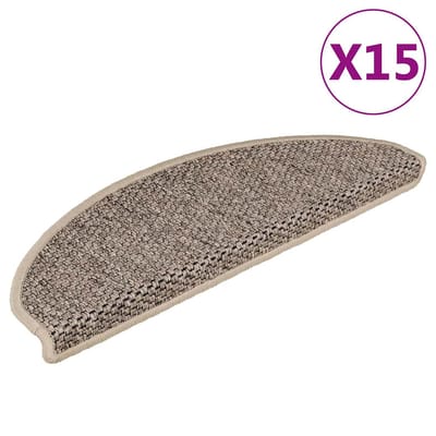 vidaXL - Trapmatten - zelfklevend - 15 - st - sisal-look - 65x21x4 - cm - donkerbeige