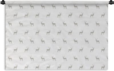 Wandkleed - Wanddoek - Patronen - Hert - Wit - 180x120 cm - Wandtapijt