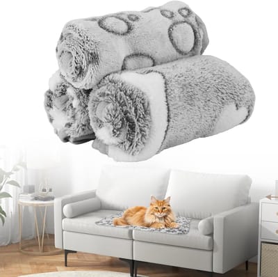 Wasbare Dieren Dekens Set van 3, Zachte Fleece Dekens voor Honden en Katten, Ideaal voor Kleine en Middelgrote Huisdieren, 60x40cm Flanel en Fluffy Design