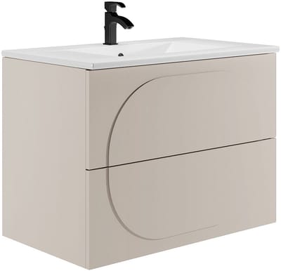 Vente-unique Zwevend badkamermeubel met inbouwwastafel - Beige - 80 cm - VUTOMA