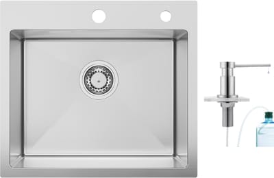 SOFETIY MAX Spoelbak voor keuken 50x45cm - Spoelbak Keuken Met Zeepdispenser - Keukenwasbak voor Inbouw - Wasbak Keuken Met Waterafvoersysteem - RVS