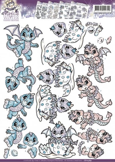 Dragons - Magical winter 3D-Knipvel Yvonne Creations - 1 knipvel