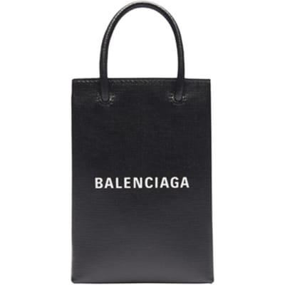 Balenciaga Shopping Series Logo Mini Leren Tote Bag Unisex Tote Bags Zwart 5938260AI2N1000 Basic Set (Bag+Dust Bag)