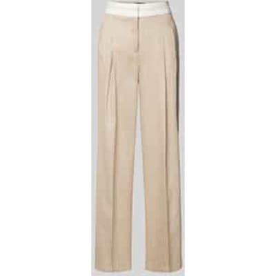 Wide leg linnen broek met bandplooien, model 'ANNY'
