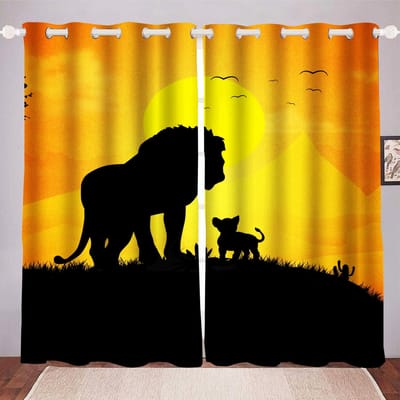 Lion King Stofdicht 100% Polyester Verduisterende Gordijnen Gordijnen Voor Woonkamer Slaapkamer Drapes Huisdecoratie 100x140cm&Grommet Top yellow