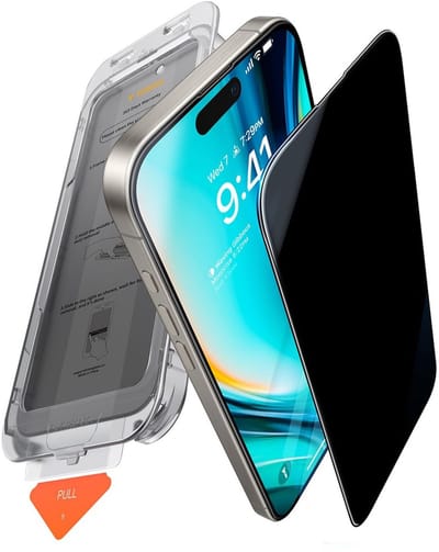 TORRAS Install Master Geschikt voor Apple iPhone 16 - Privacy Glass - Screen Protector met Montage Frame - Gemakkelijke Installatie - Volledig Dekkend - Privacy Filter