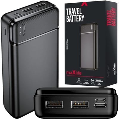 Externe batterij MaXlife MXPB-01, 20000mAh, 12W, 2 x USB-A, Zwart