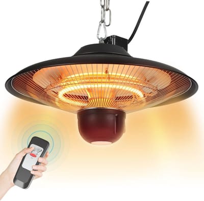 Infrarood warmtestraler voor tuin en balkon, 2000 W, met afstandsbediening, IP24 spatwaterdicht, geschikt voor binnen en buiten
