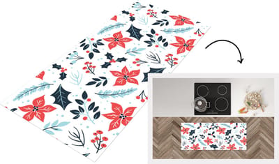 Keukenloper - Loper keuken - Winter - Bloemen - Kerst - Patronen - 120x50 cm - Keukenloper vinyl