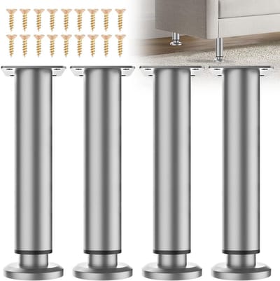 verstelbaar, 18-30 cm, 4 stuks, grijs, in hoogte verstelbaar, metaal, in hoogte verstelbare poten voor meubelpoten, kastpoten, tafelpoten, commodepoten, bedpoten