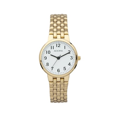 Dameshorloge met Goudkleurige Band in Gevlochten Stijl – Adora Basis AB6258 – Volledig Roestvrij Staal – Quartz – Elegant – 26 mm