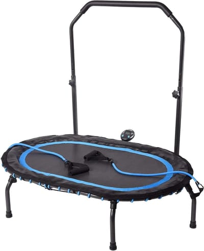 Fitness Trampoline - Ovale Springplank - Thuis Sporten - Inclusief Workout DVD - 126 x 94 cm - Zwart