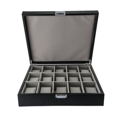 Emilie collection - horlogedoos - zwart - luxe opbergdoos voor 15 horloges - maat large