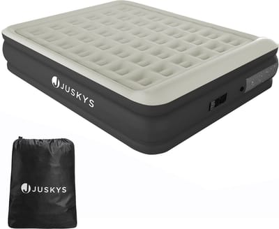 Juskys Zelfopblaasbaar Luchtbed Sapri L - Grijs - 197 x 154 x 45 cm - Incl. Opbergtas