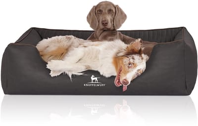 Knuffelwuff orthopedisch hondenbed Columbia van laser-gewatteerd kunstleer XL 105 x 75cm zwart