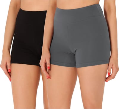 Merry Style Dames Leggings - Shorts - Korte - Katoen - Wielershorts - 2Pack - MS-MS10-359-LE-2P - Zwart/Grijs (2Pack) - XL