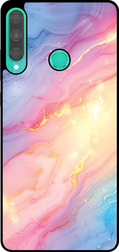 Smartphonica Telefoonhoesje Geschikt voor Huawei P40 Lite E met Regenboog Glitter Marmer Opdruk - TPU Backcover Case Rainbow Glitter Marble Design geschikt voor Huawei P40 Lite E