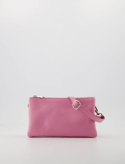 Crossbody-tasje -leer -3 vakken-lang hengsel