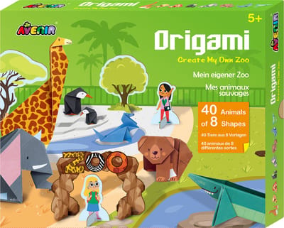 Avenir Origami: MIJN EIGEN WILDE DIEREN, 40 vouwpapieren, 8 modellen, in doos,  5+