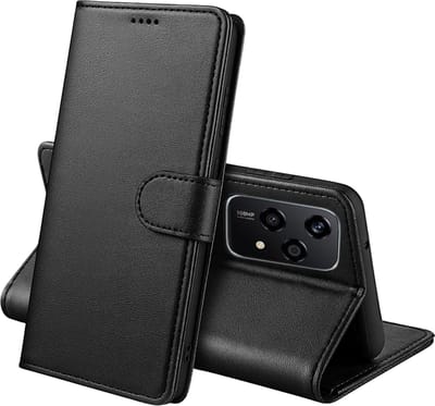 Hoesje Portemonnee voor Honor 200 lite 5G Zwarte portemonnee met magnetische klep en kaartopslag