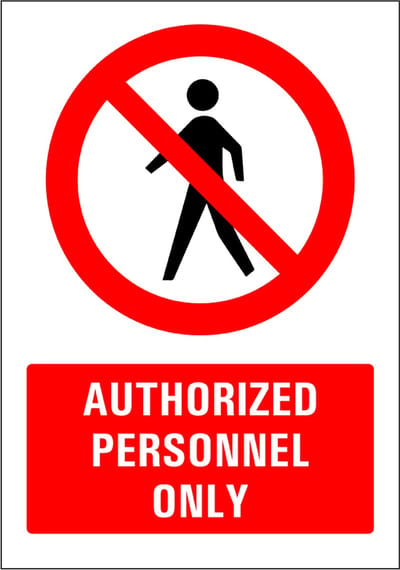 Authorized personnel only sticker 148 x 210 mm