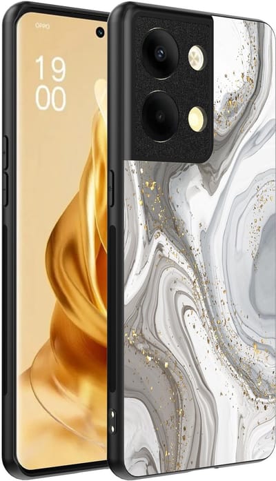 Smartphonica Telefoonhoesje Geschikt voor Oppo Reno 9 Pro Plus met marmer opdruk - TPU backcover case marble design - Zilver geschikt voor Oppo Reno 9 Pro Plus