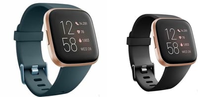 Strap-it Bundel van 2 Siliconen Bandjes - Geschikt voor Fitbit Versa / Versa 2 Maat: S - Zwart & Grijsblauw - Sportbandje - Sportarmband - Siliconen Band - Waterbestendig & zweetbestendig