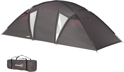 Outsunny Familie kampeertent voor 4-6 personen, waterdichte tunneltent 3000 mm met 2 deuren, ramen, transporttas, vloermat voor kamperen, reizen, wandelen, tuin, zwart