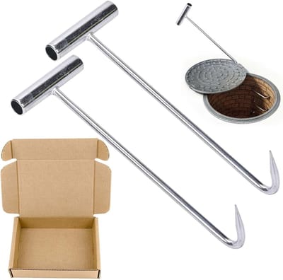 2 Stuks Sterke Duct Dek Haak voor Opheffen, RVS Schacht Haak voor Rioolputdeksel, 30CM Lifting Tool voor Ducts en Covers