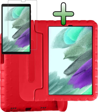 Hoesje Geschikt voor Samsung Galaxy Tab A7 Lite - Met Screenprotector - Kinderhoes Shockproof Bumper - Kidsproof Case - Tablet Hoes - Kinder Hoes Cover - Rood