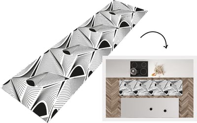 Keukenloper - Loper keuken - Patroon - Abstract - Zwart Wit - 200x50 cm - Keukenloper vinyl