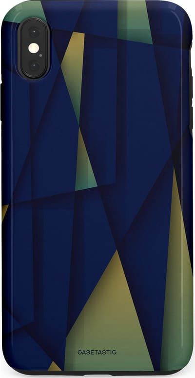 Casetastic Hoesje Geschikt voor Apple iPhone Xs Max - Stijlvolle Beschermende Duo-layer Case - Blauwgroene Driehoeken
