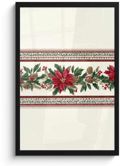Poster in lijst - Fotolijst 40x60 cm - Posters - Kerststrook - Pointia - Rood - Groen - Posterlijst zwart - Decoratie - Wanddecoratie woonkamer - Muurdecoratie slaapkamer - Kerstversiering - Kerstdecoratie voor binnen - Kerstmis