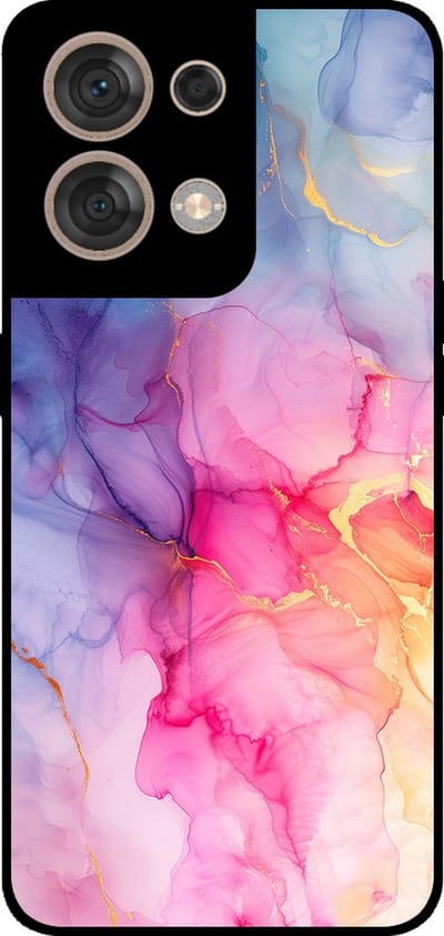 Smartphonica Telefoonhoesje Geschikt voor Oppo Reno8 5G met marmer opdruk - TPU backcover case marble design - Regenboog geschikt voor Oppo Reno8 5G