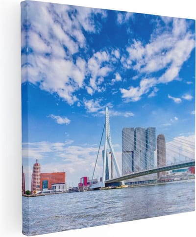 Artaza Canvas Schilderij Skyline Rotterdam - 30x30 cm - Klein - Wanddecoratie Stad - Muurdecoratie Woonkamer - Kamer Accessoires