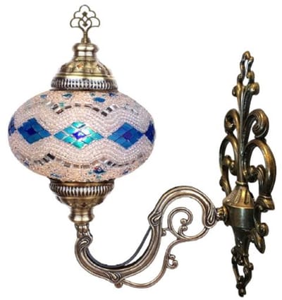 Turkse Wandlamp - Marokkaanse stijl - Oosterse mozaïek - Sfeerverlichting - Aqua
