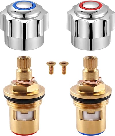 Allecto Premium - Faucet Handvat Knop Vervanging Rood en Blauw (2 stuks) - Keramische Klep - Standaard Kraan - Keuken Badkamer Tuin