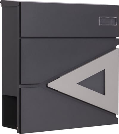 Muntel® Brievenbus - Wandbrievenbus - Hangend - Kijkvenster - Staal - Zwart - Zilver- 10,5 x 37 x 37 cm