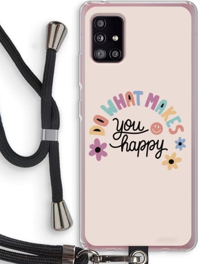Case Company® - Hoesje met koord geschikt voor Samsung Galaxy A51 5G hoesje met Koord - Happy days - Telefoonhoesje met Zwart Koord - Bescherming aan alle Kanten en Over de Schermrand