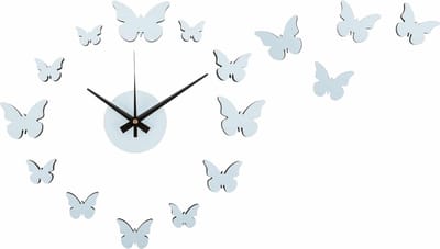 Karlsson Wandklok Diy Butterfly - Blauw - Ø35cm - Wandklok Scandinavisch