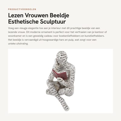 Dailygoods- Beeldje Lezende Vrouw - Hars Ornament - Decoratie Woonkamer - Sculptuur - Geschenkkeuze - Innovatief Ontwerp