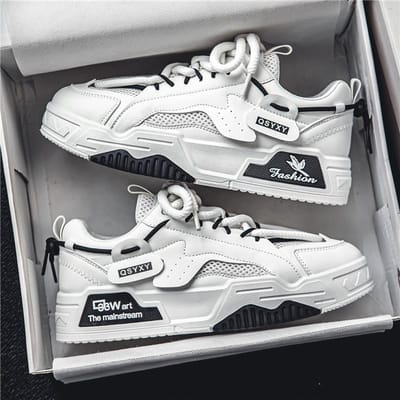 INS Heren Vrije Tijd Hardloopschoenen Ademende Skateschoenen Chunky Comfortabele Casual Sneakers Heren Tenis Masculino Schoenen Heren 43 white