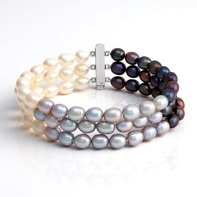 Cavill - Zilveren Armband - 925 Sterling Zilver Gerhodineerd - Multikleur Zoetwater Kweekparels Fancy Slijpsel - Luxe Dames Sieraad 19 cm